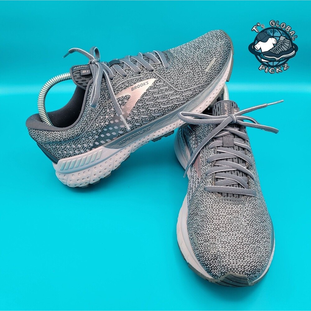 Brooks Adrenaline GTS 21 Womens Size 8.5 Wide Gray Running Sneakers 1203291D528